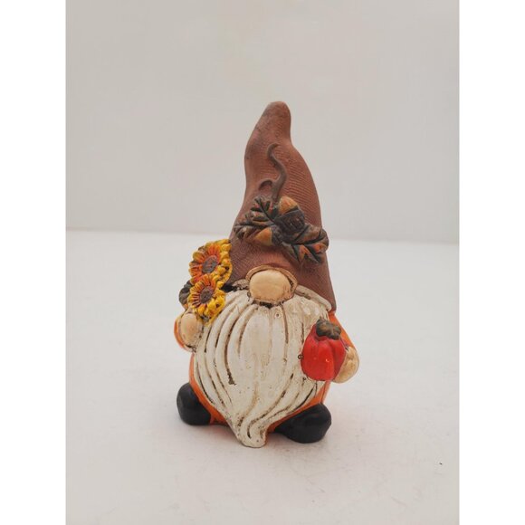 Fall Ceramic Gnome for Thanksgiving Tiered Tray Decor, Gnome Holding a Pumpkin, - Picture 7 of 10